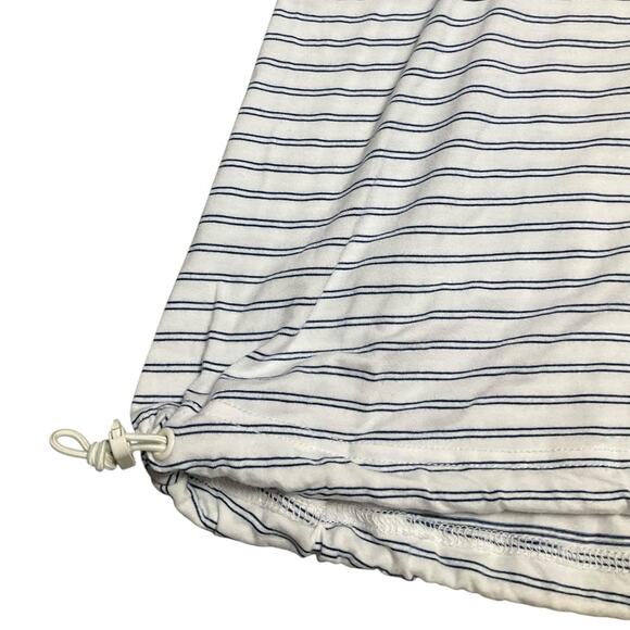 Modern Works Women’s Striped Cuff Short Sleeve Top Elastic tie bottom Size Large - Picture 7 of 10